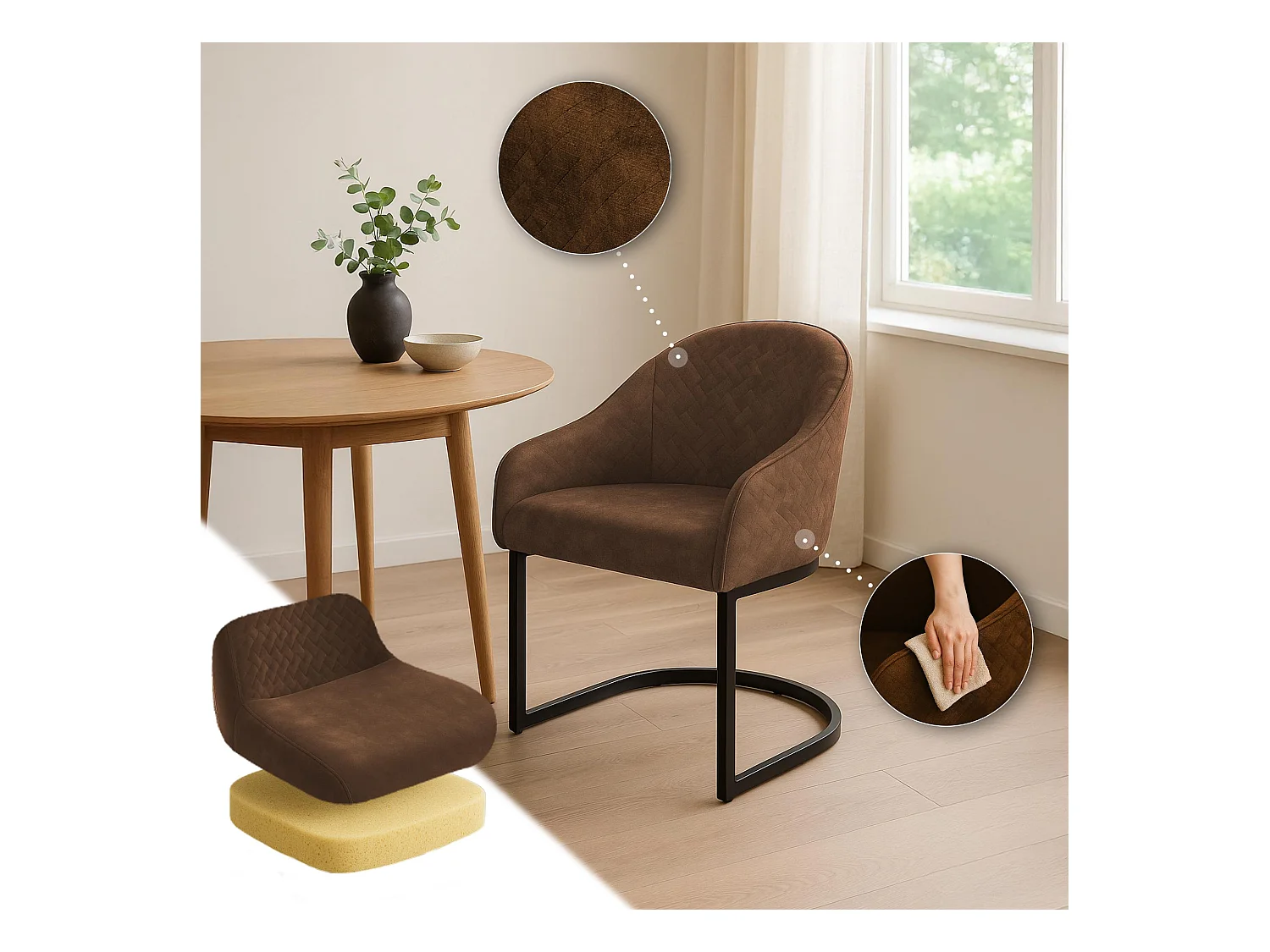 chaise salle à manger - Velours - Café - Jarik