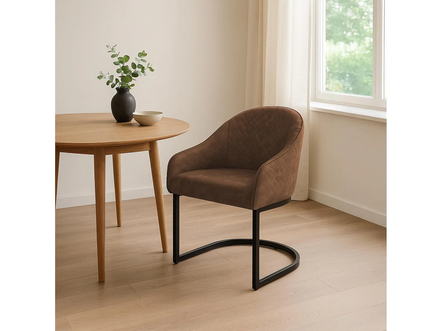 chaise salle à manger - Velours - Café - Jarik