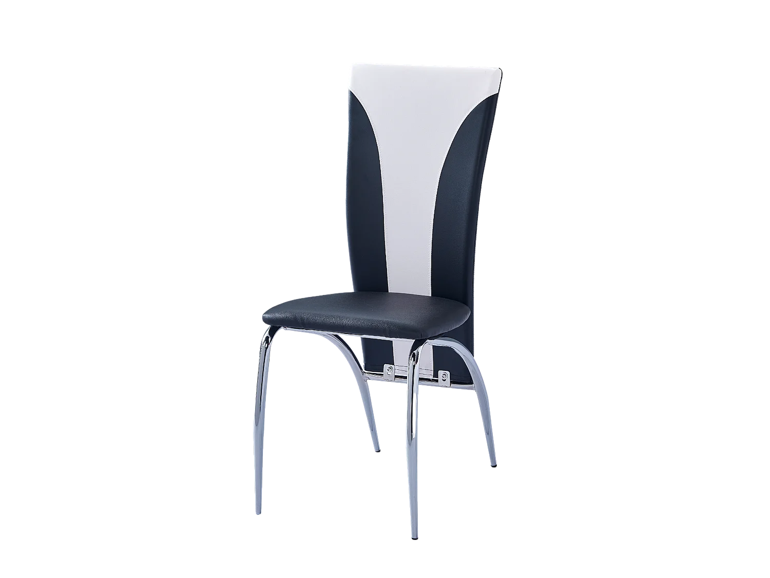 Lot 2 Chaises Salle à Manger Similicuir Noir et Blanc Pieds Chrome