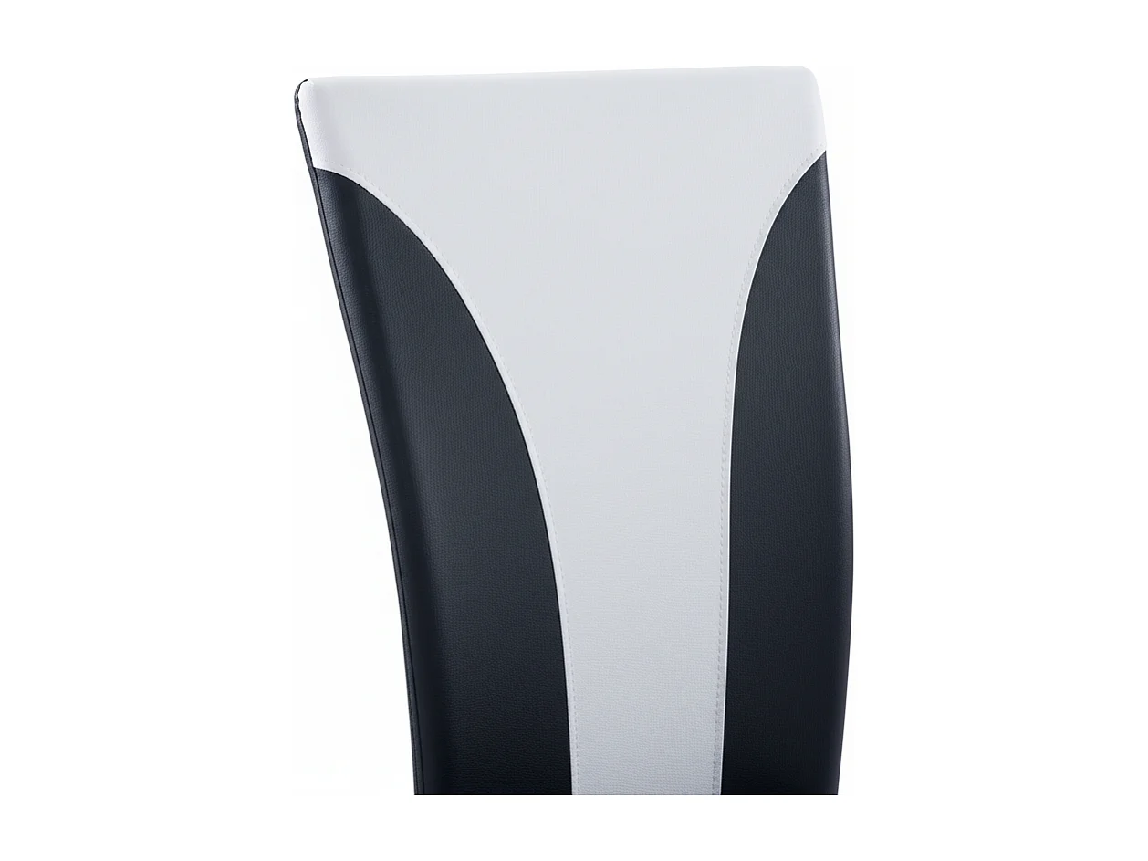 Lot 2 Chaises Salle à Manger Similicuir Noir et Blanc Pieds Chrome