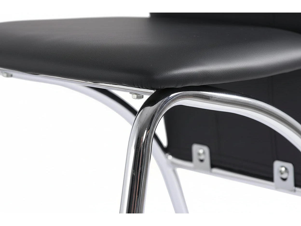 Lot 2 Chaises Salle à Manger Similicuir Noir Pieds Chrome – DUNA