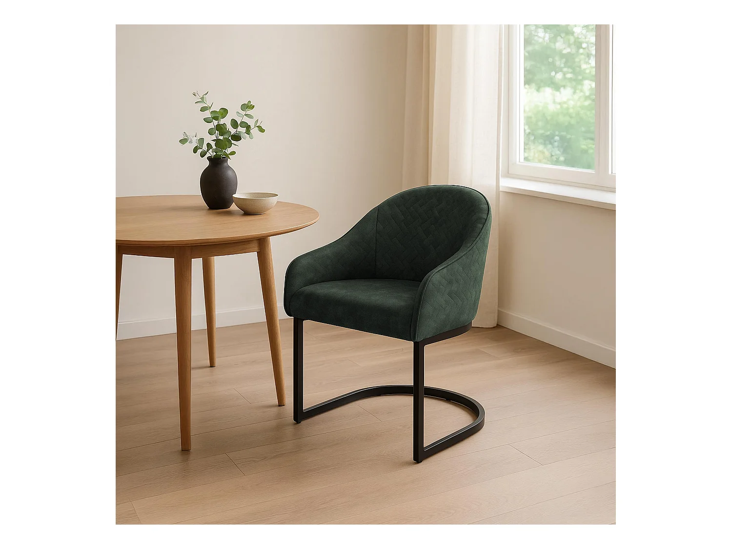 chaise salle à manger - Velours - Vert foncé - Jarik