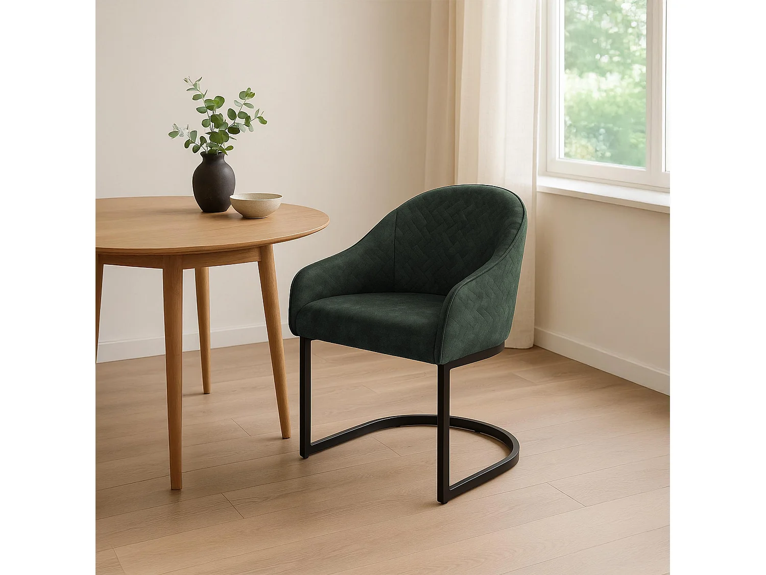 chaise salle à manger - Velours - Vert foncé - Jarik