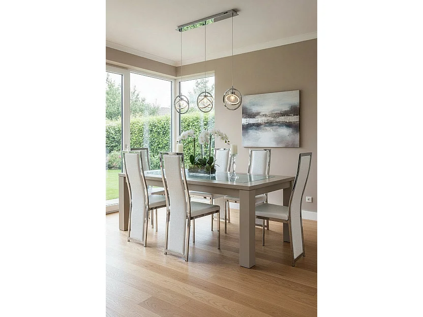 Lot de 6 chaises Dana simili cuir croco blanc contour chromé