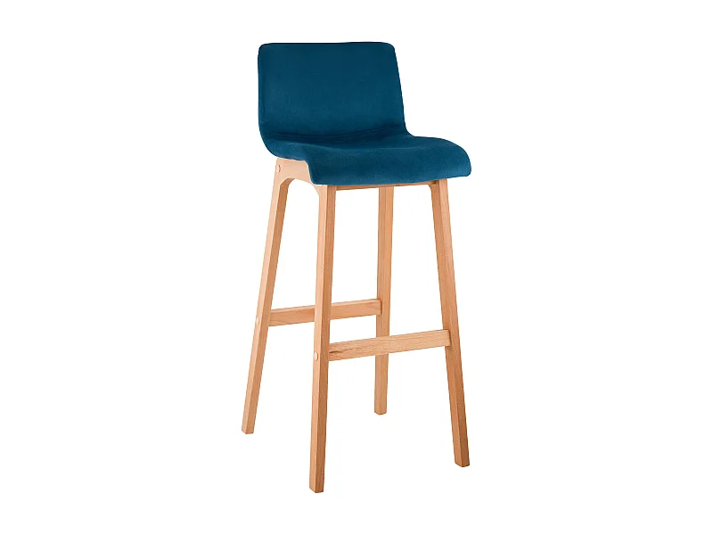 Tabouret de bar - Velours - Bleu - Hover