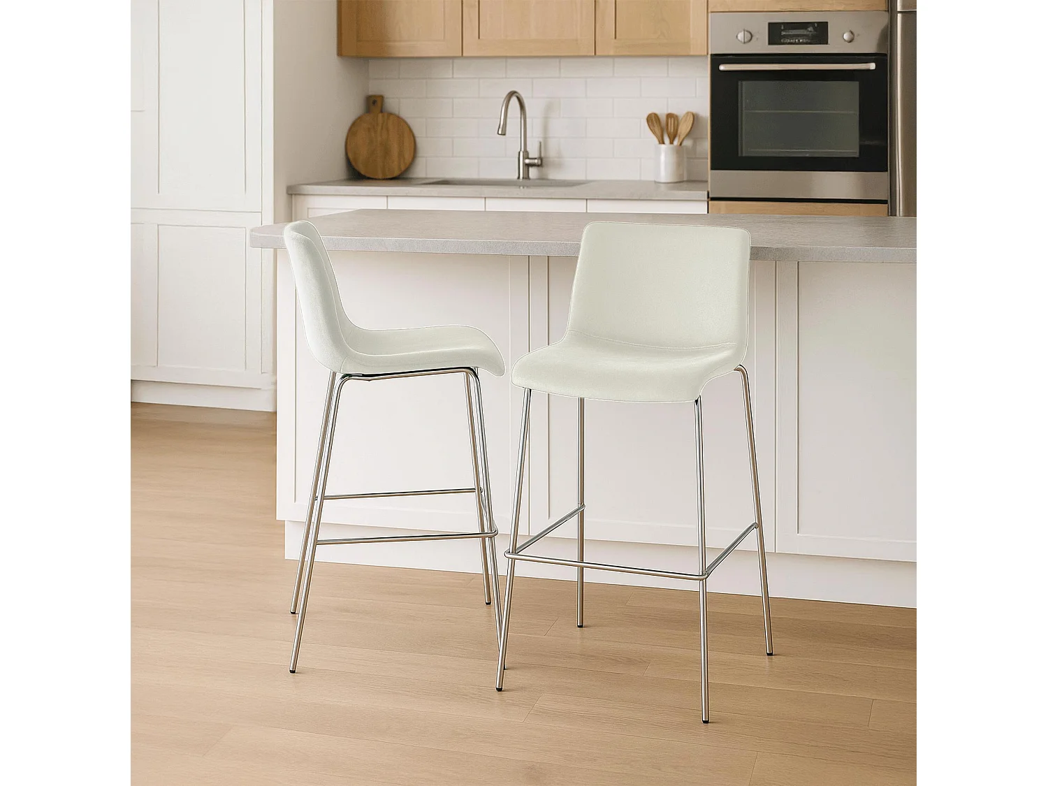 Tabouret de bar - Velours - Crème - Hover