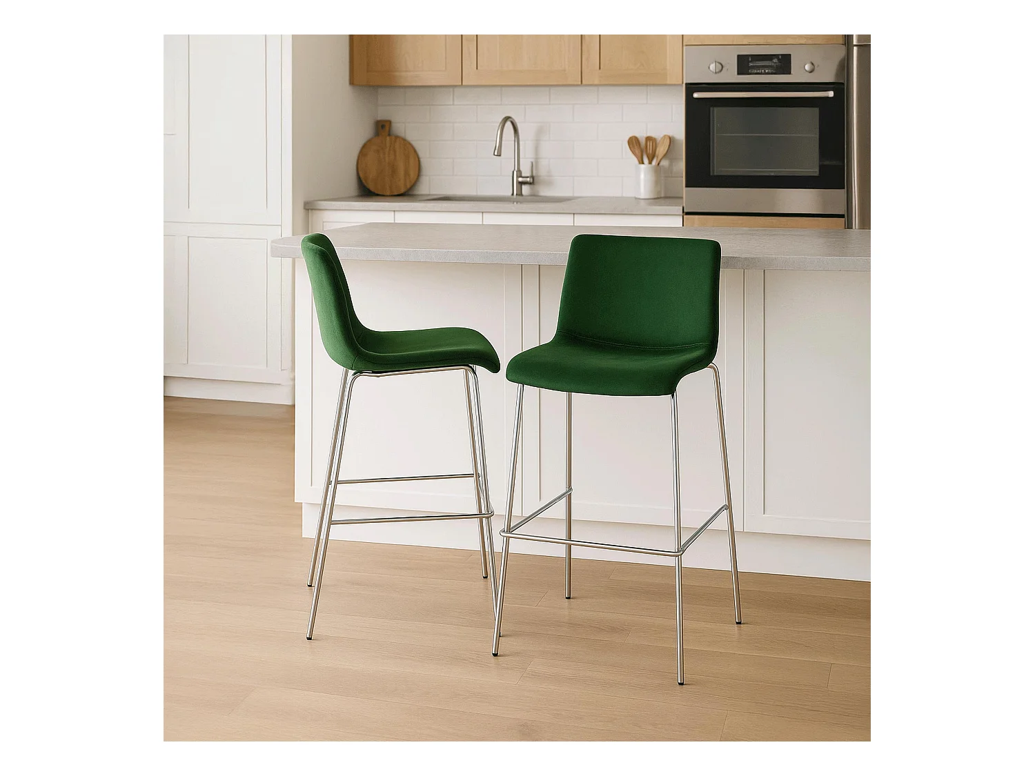 Tabouret de bar - Velours - Vert - Hover