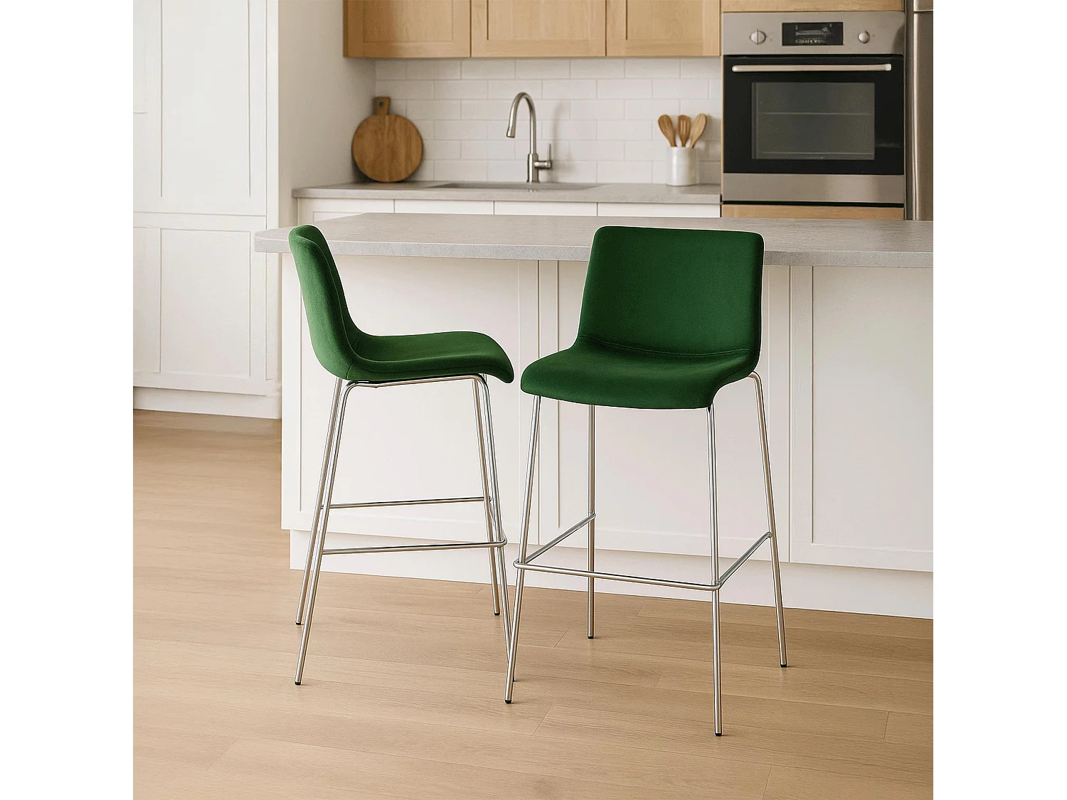 Tabouret de bar - Velours - Vert - Hover