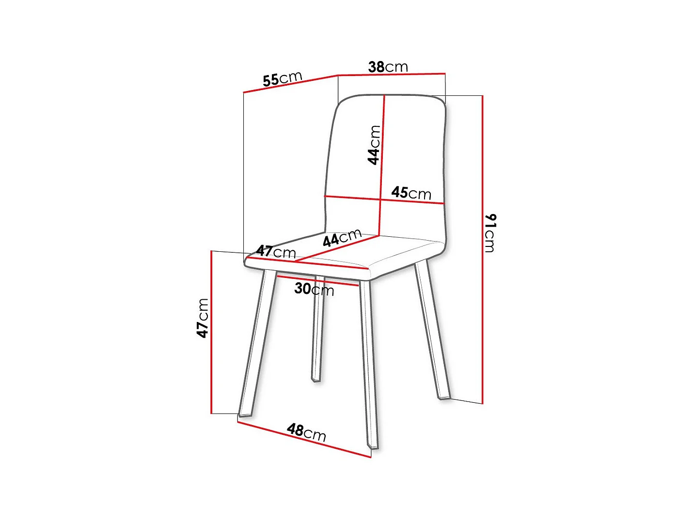Chaise Edmond 115, 91x48x55cm, Tapisserie, Métallique