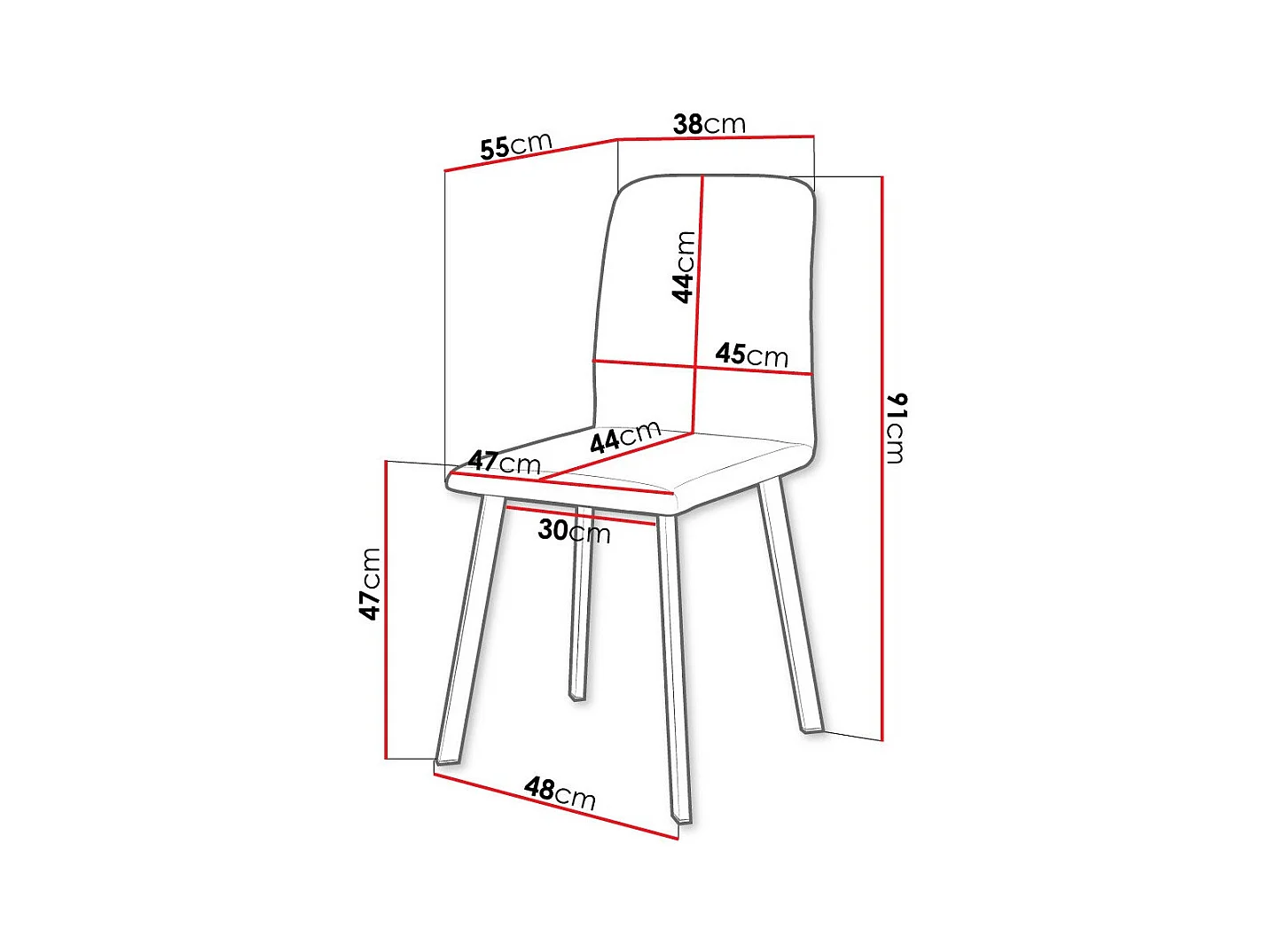 Chaise Edmond 115, 91x48x55cm, Tapisserie, Métallique