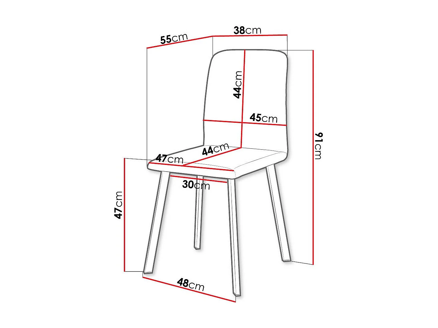 Silla Edmond 115, 91x48x55cm, Tapiz, Metálico