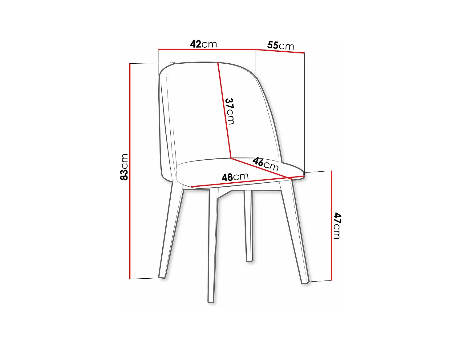 Chaise Victorville 374, Gris|Sonoma chêne, 83x48x55cm, Tapisserie, En bois