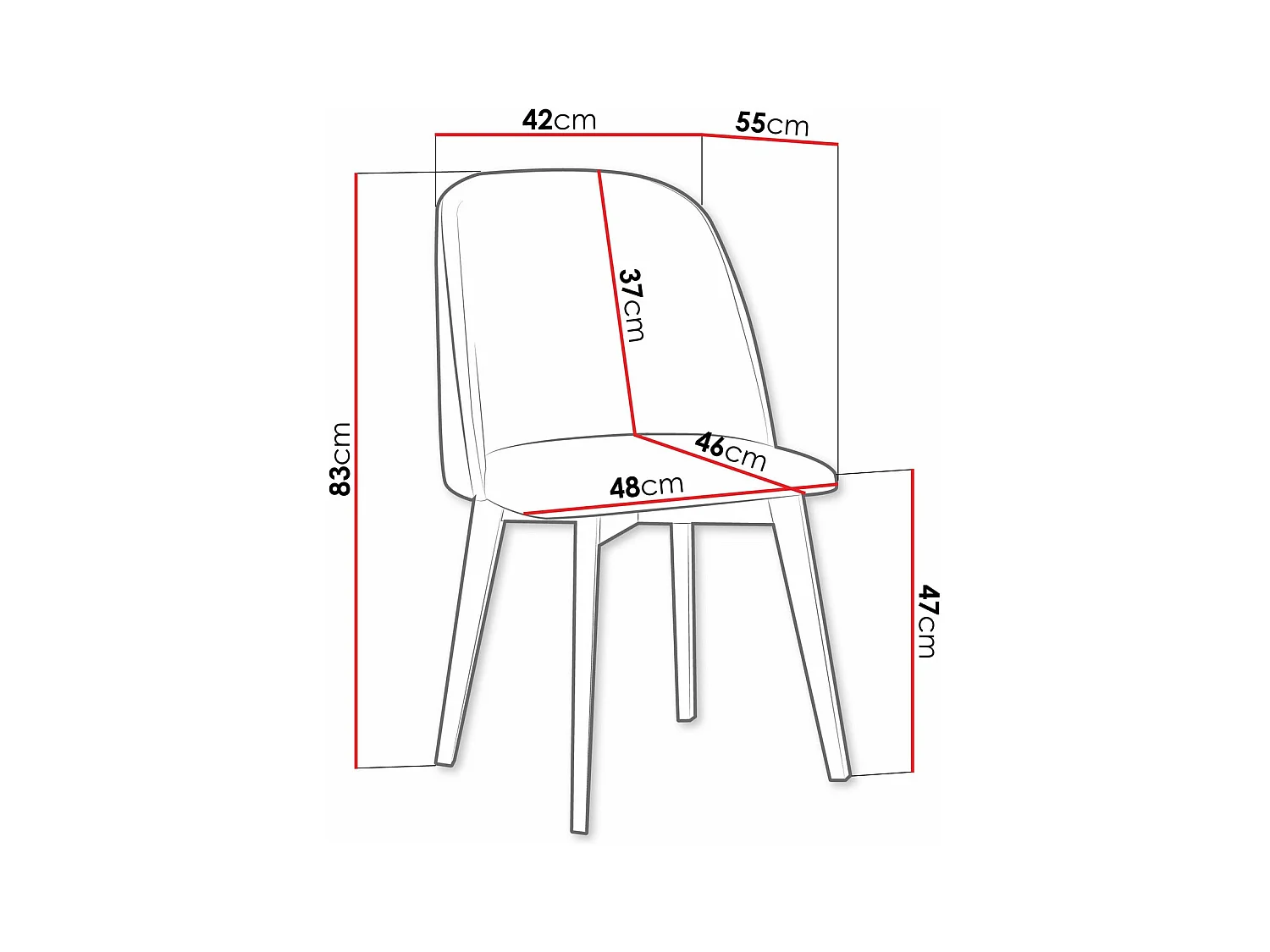 Chaise Victorville 374, Brun clair|Noir, 83x48x55cm, Tapisserie, En bois