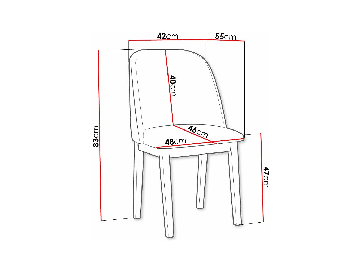 Chaise Victorville 332, Marron|Noix, 83x48x46cm, Tapisserie, En bois