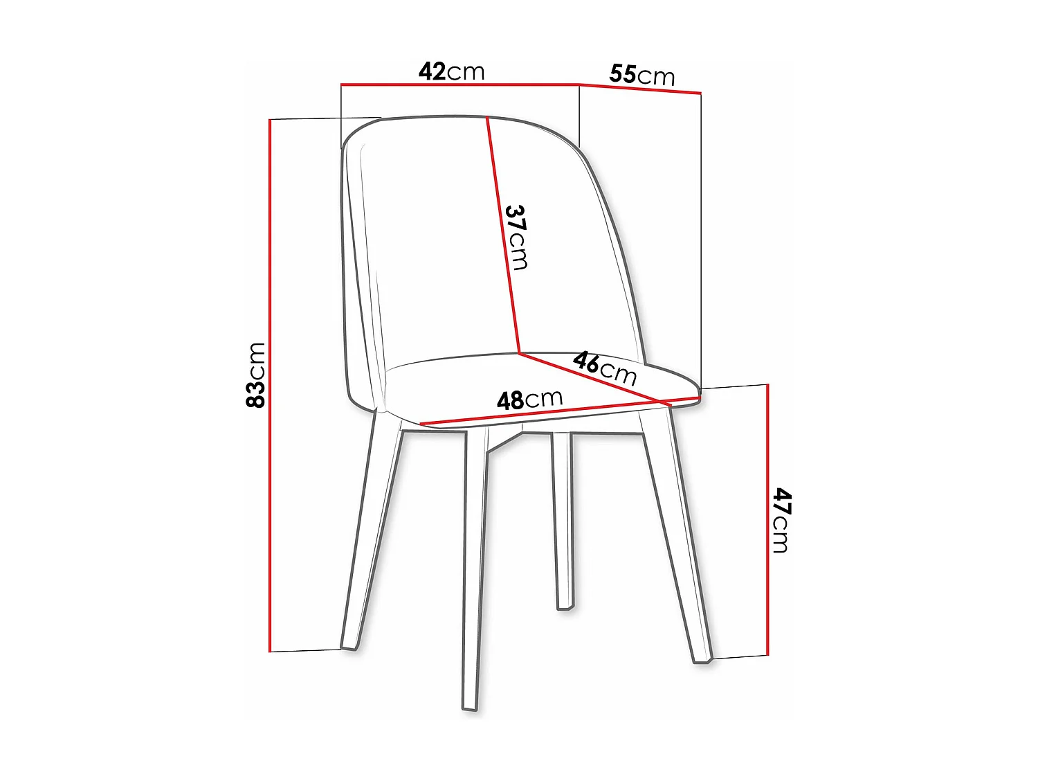 Silla Victorville 369, Gris oscuro|Negro, 83x48x55cm, Tapiz, De madera