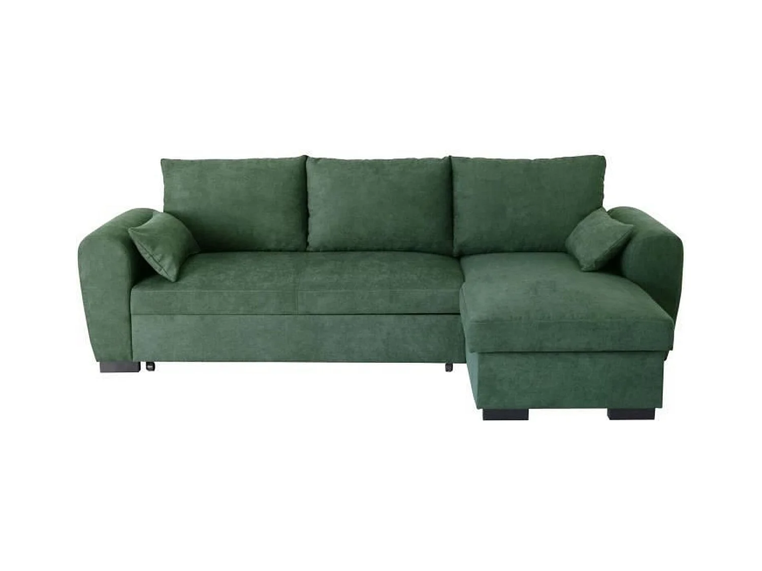 Canapé d'angle convertible réversible MAX - Méridienne avec coffre - Tissu vert foret - 240 x 143 x 85 cm