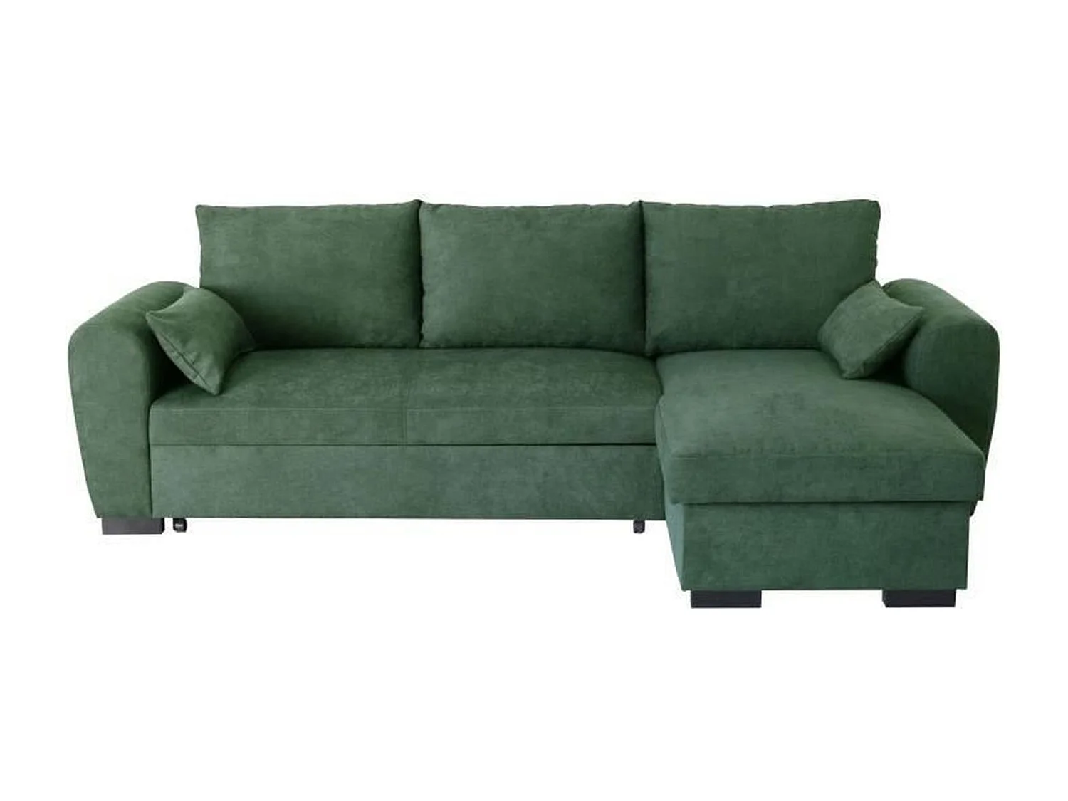 Canapé d'angle convertible réversible MAX - Méridienne avec coffre - Tissu vert foret - 240 x 143 x 85 cm