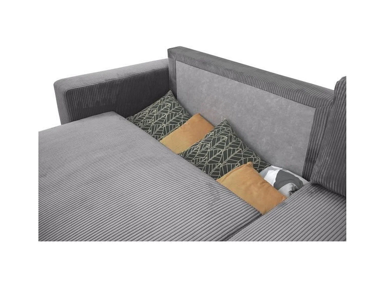 Omkeerbare 3-4-zits slaapbank - Antraciet corduroy - Opbergvak - 224 x 155 x 85 cm