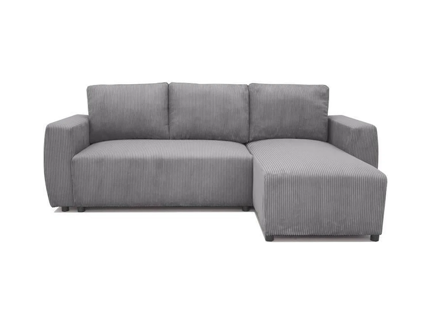 Canapé d'angle convertible réversible 3-4 places - velours côtelé Anthracite - Coffre de rangement - 224 x 155 x 85 cm