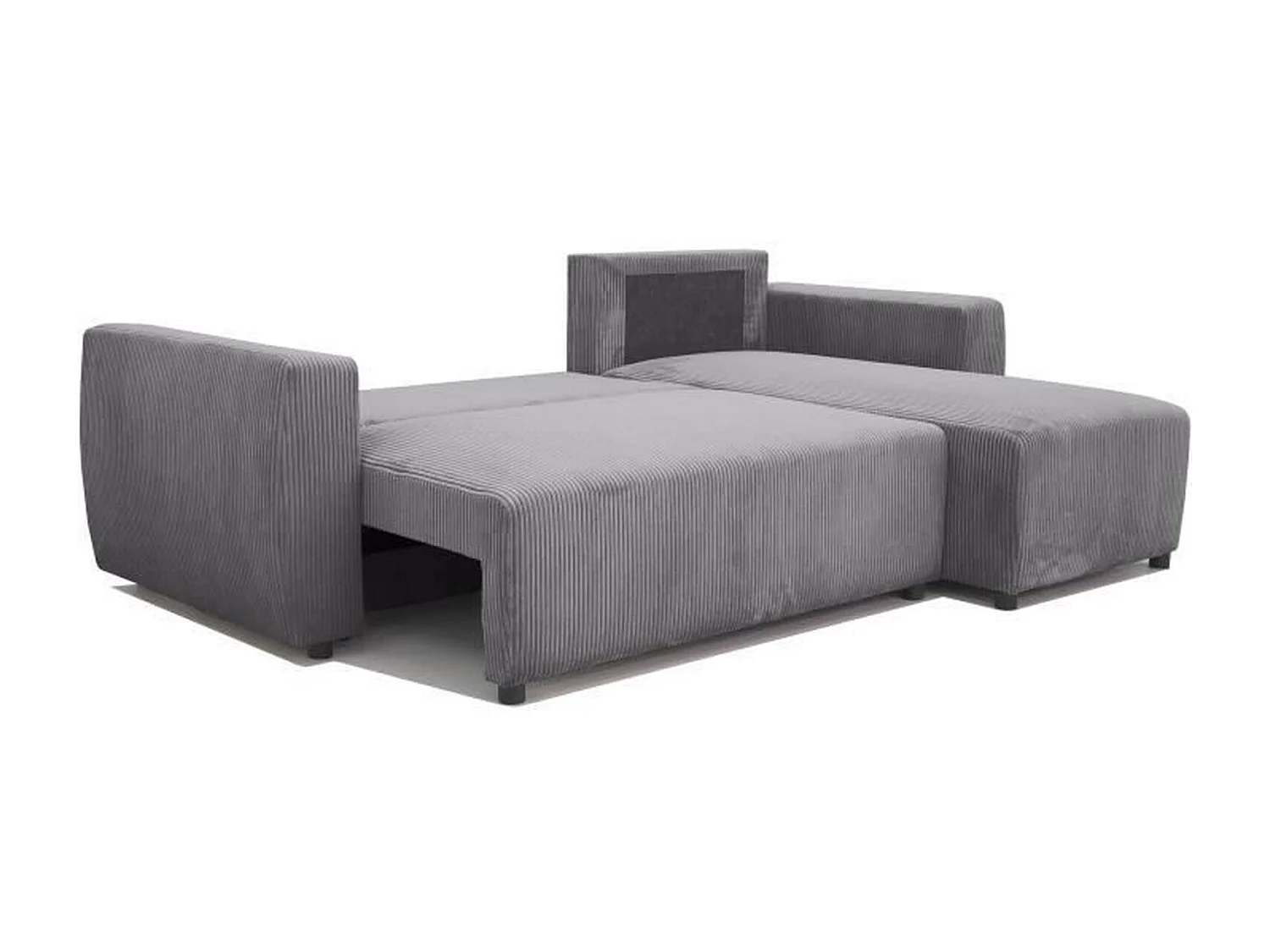 Canapé d'angle convertible réversible 3-4 places - velours côtelé Anthracite - Coffre de rangement - 224 x 155 x 85 cm