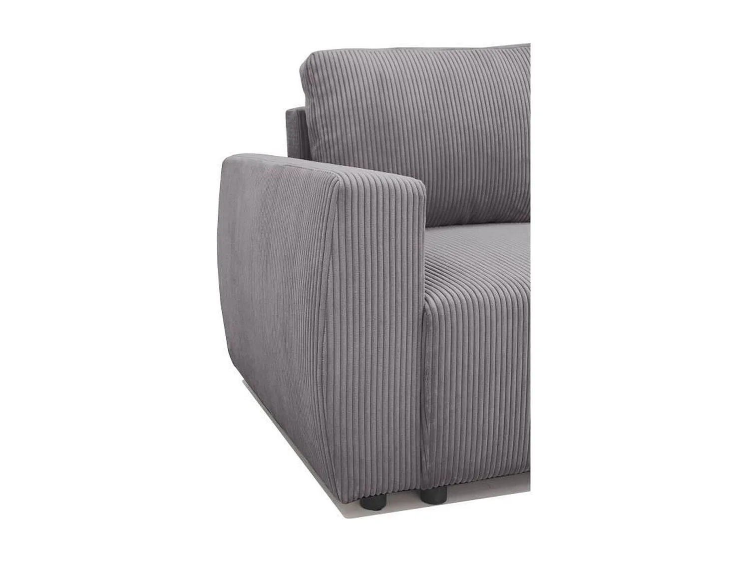 Canapé d'angle convertible réversible 3-4 places - velours côtelé Anthracite - Coffre de rangement - 224 x 155 x 85 cm