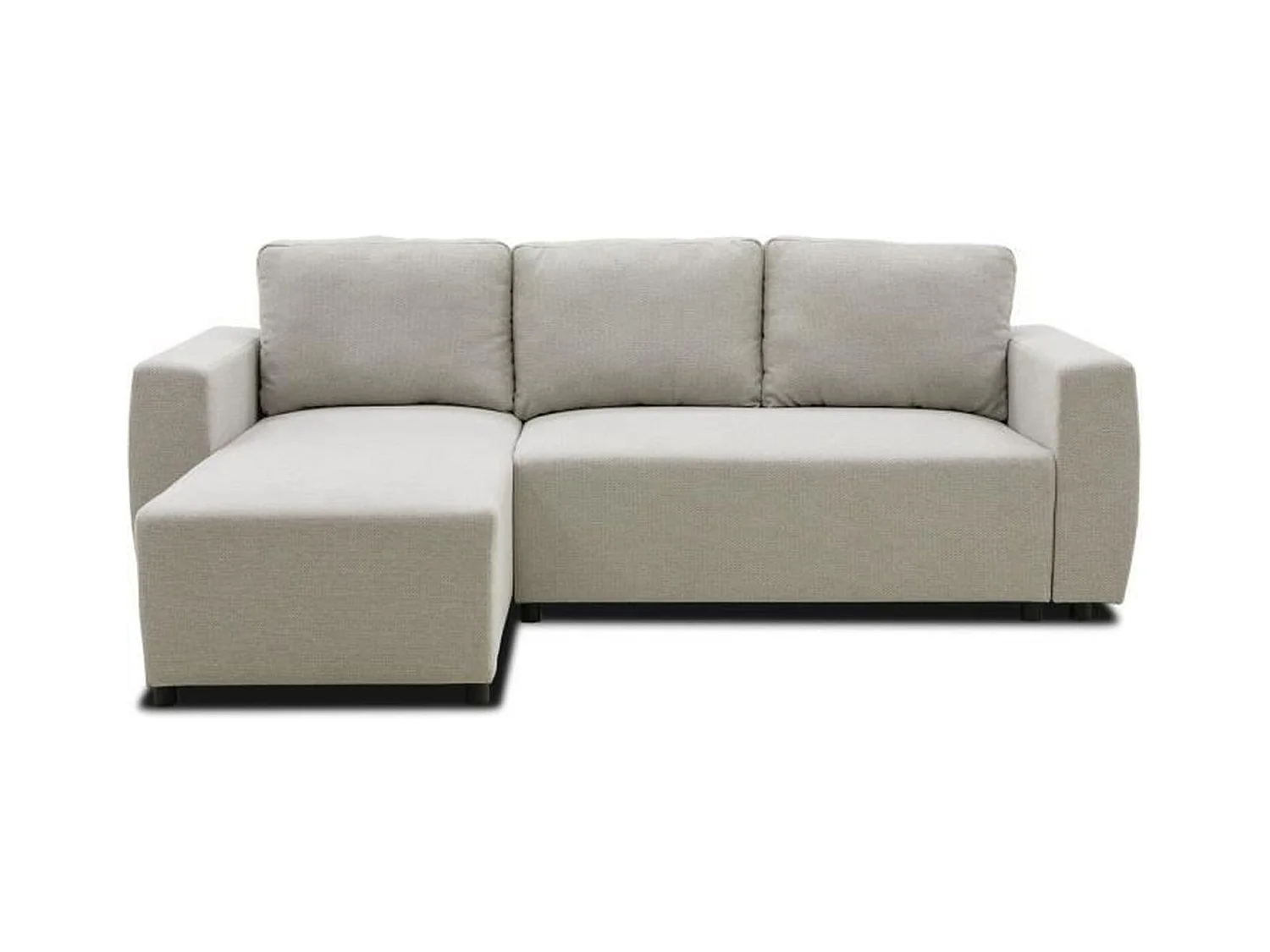 Canapé d'angle convertible réversible 3-4 places - PHARELL - Tissu beige - Coffre de rangement - 224 x 155 x 85 cm