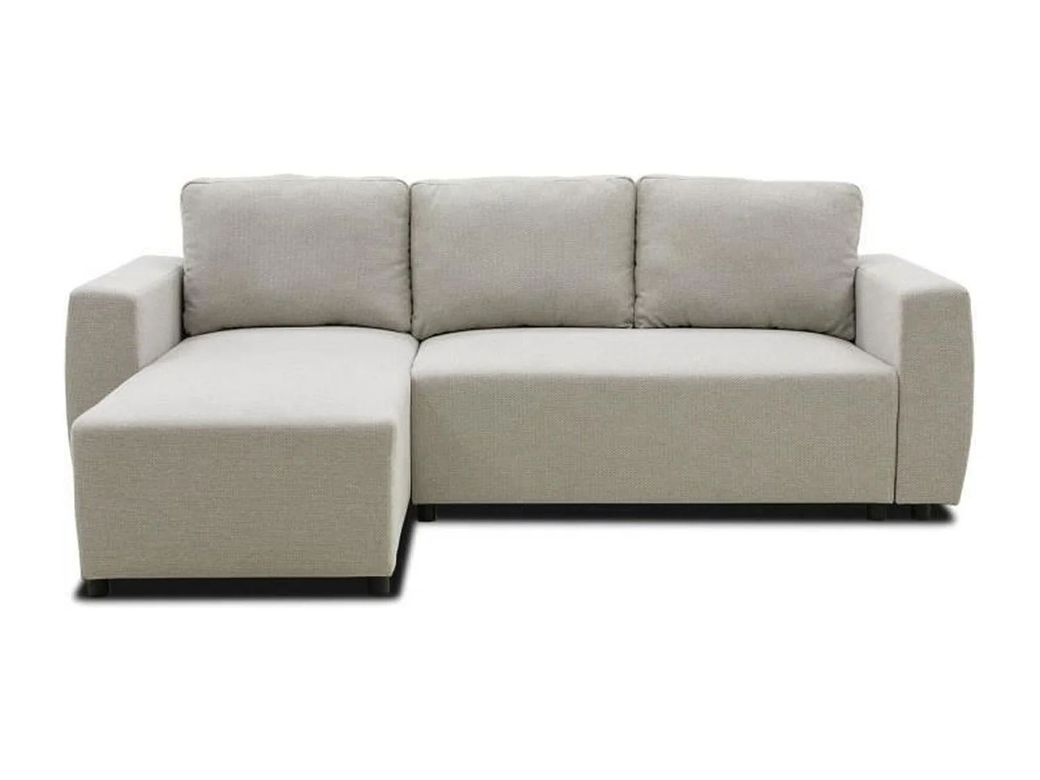 Canapé d'angle convertible réversible 3-4 places - PHARELL - Tissu beige - Coffre de rangement - 224 x 155 x 85 cm