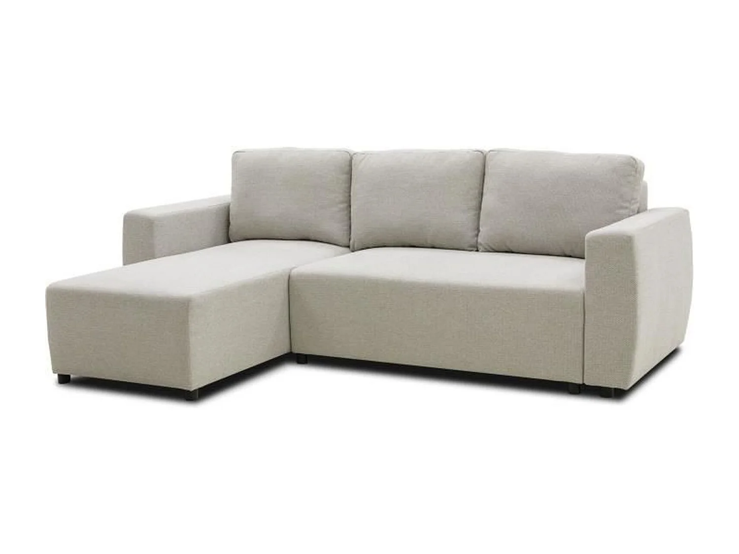 Canapé d'angle convertible réversible 3-4 places - PHARELL - Tissu beige - Coffre de rangement - 224 x 155 x 85 cm