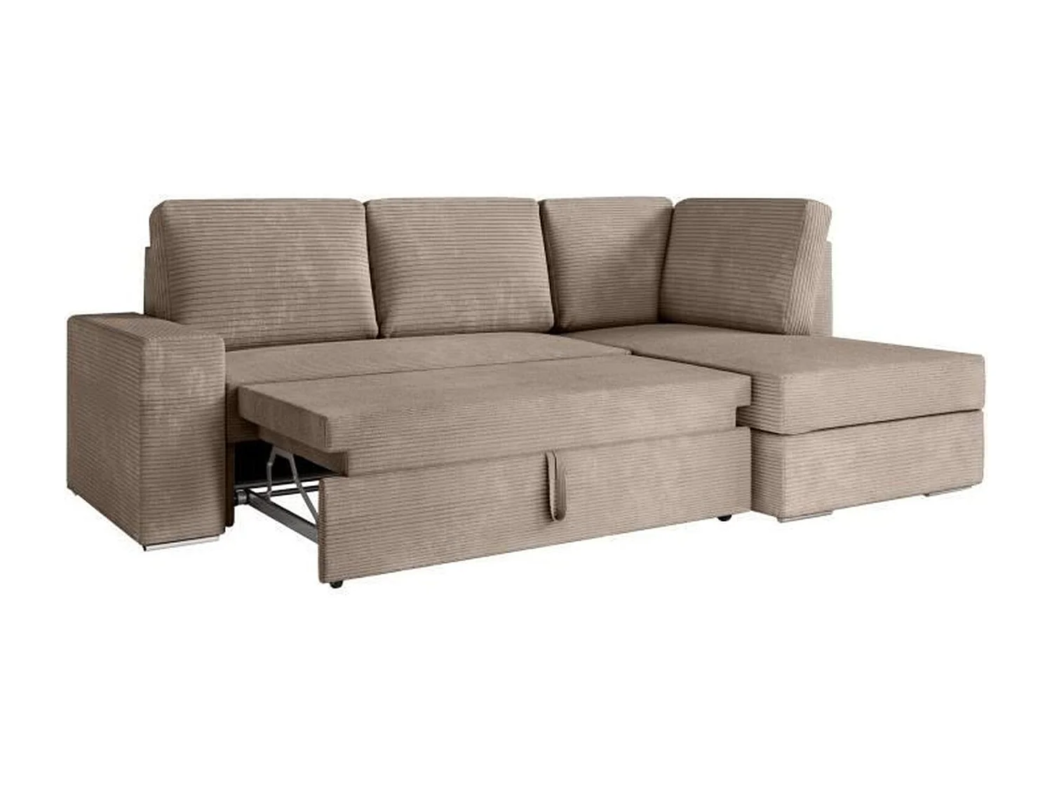 ARTEMIS 4-zits hoekbank rechts - Greige corduroy - 246 x 174 x 96 cm