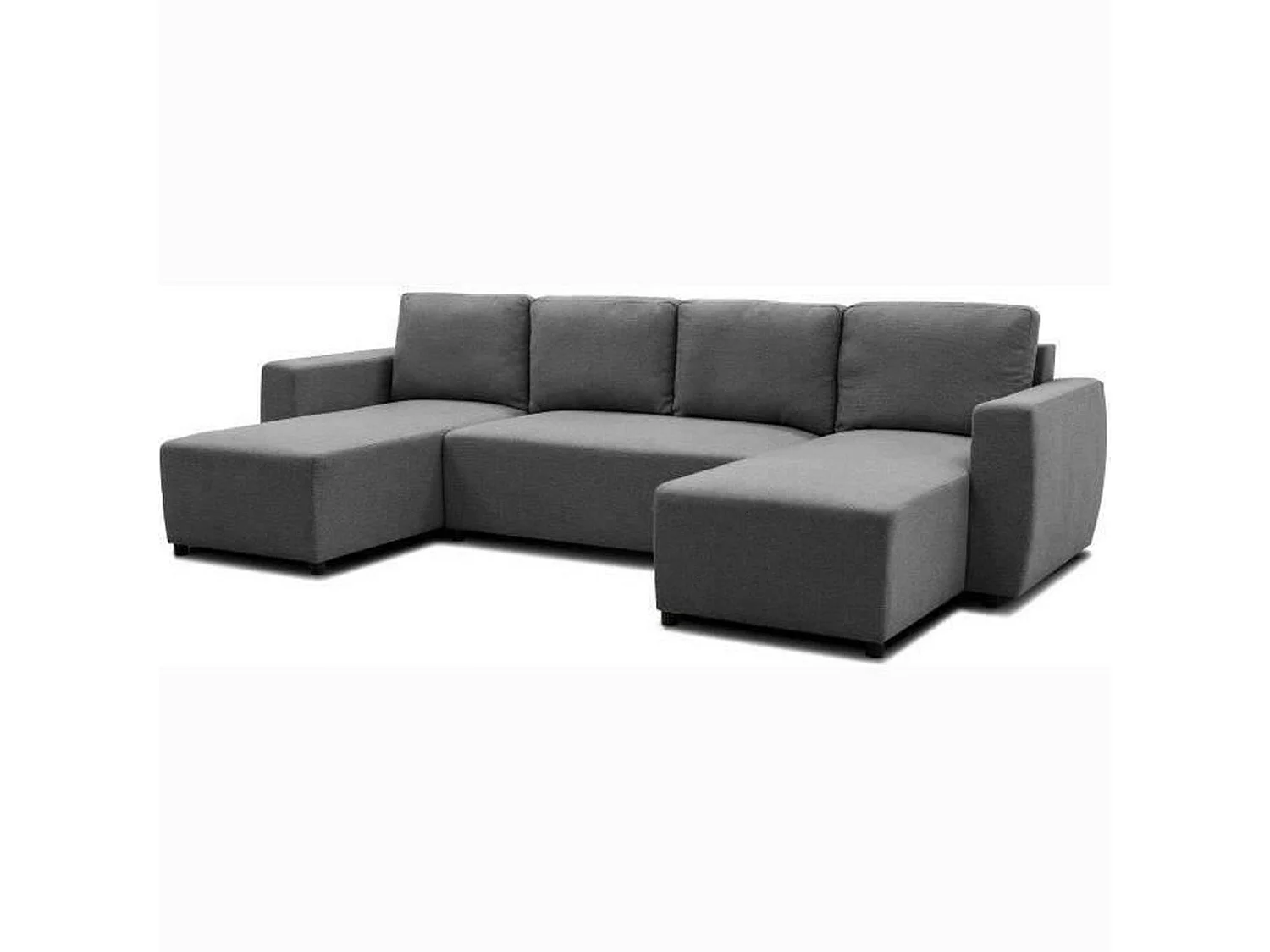 Canapé d'angle convertible panoramique PHAREL5/6 places - Tissu anthracite - Coffre de rangement - 297 x 155 x 85 cm