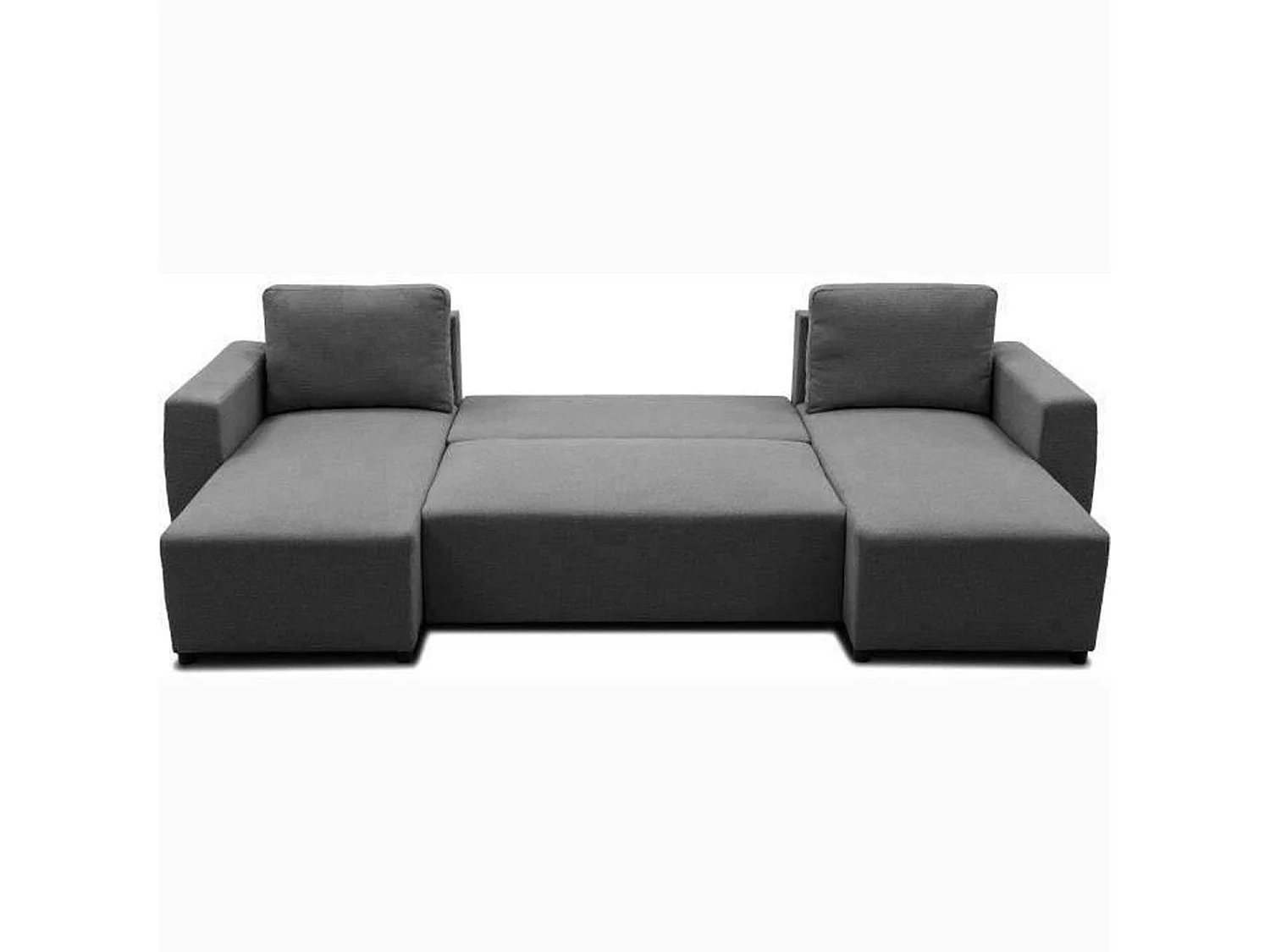 Canapé d'angle convertible panoramique PHAREL5/6 places - Tissu anthracite - Coffre de rangement - 297 x 155 x 85 cm