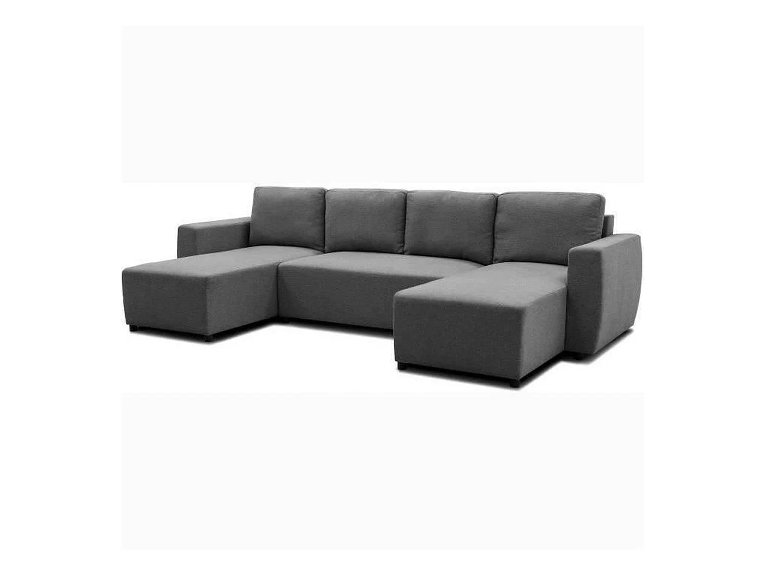 Canapé d'angle convertible panoramique PHAREL5/6 places - Tissu anthracite - Coffre de rangement - 297 x 155 x 85 cm
