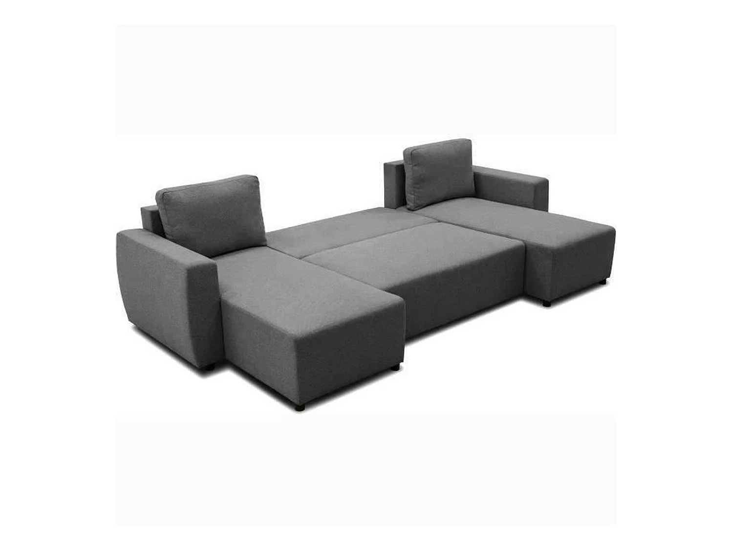 Canapé d'angle convertible panoramique PHAREL5/6 places - Tissu anthracite - Coffre de rangement - 297 x 155 x 85 cm