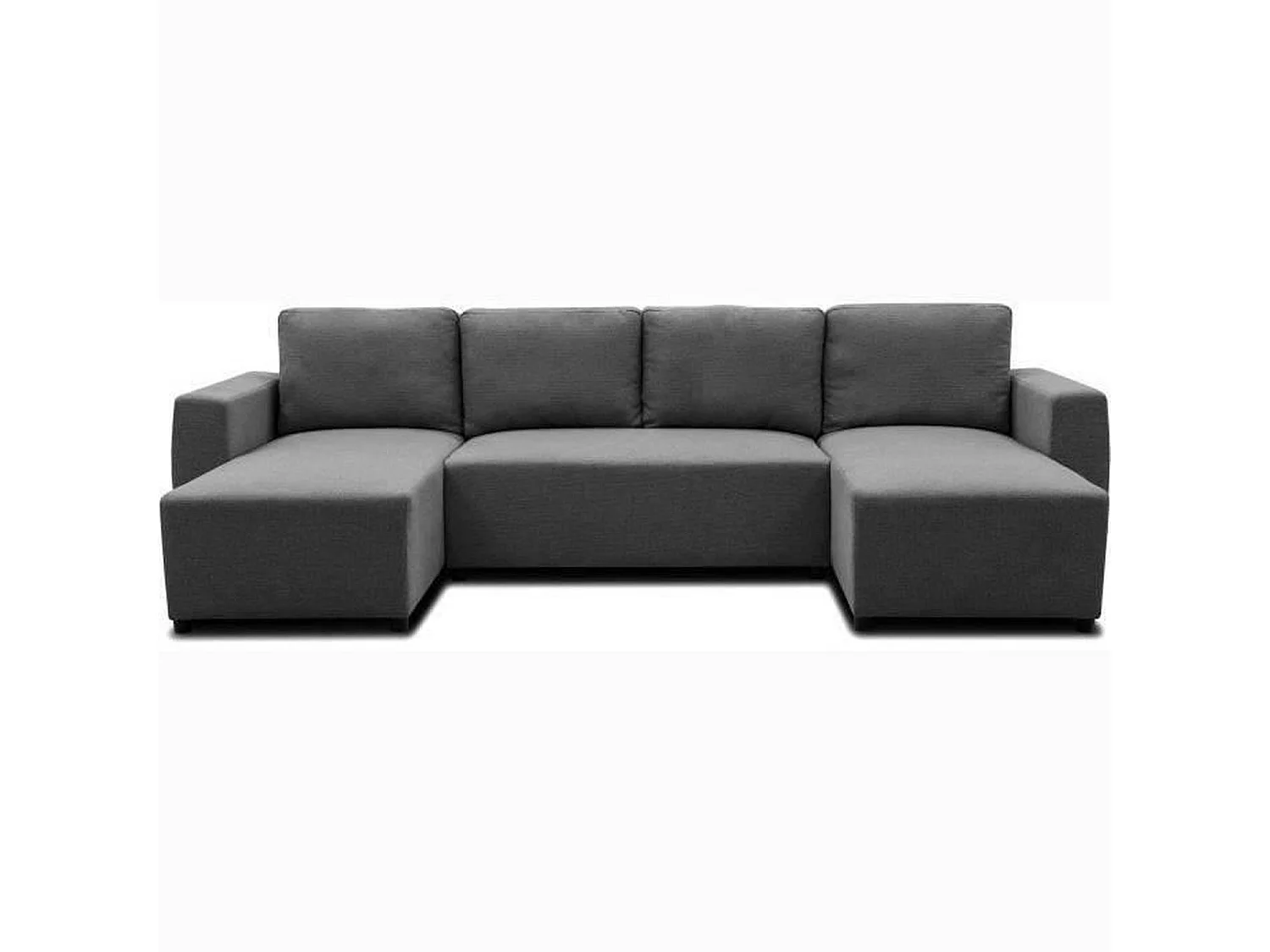 Canapé d'angle convertible panoramique PHAREL5/6 places - Tissu anthracite - Coffre de rangement - 297 x 155 x 85 cm