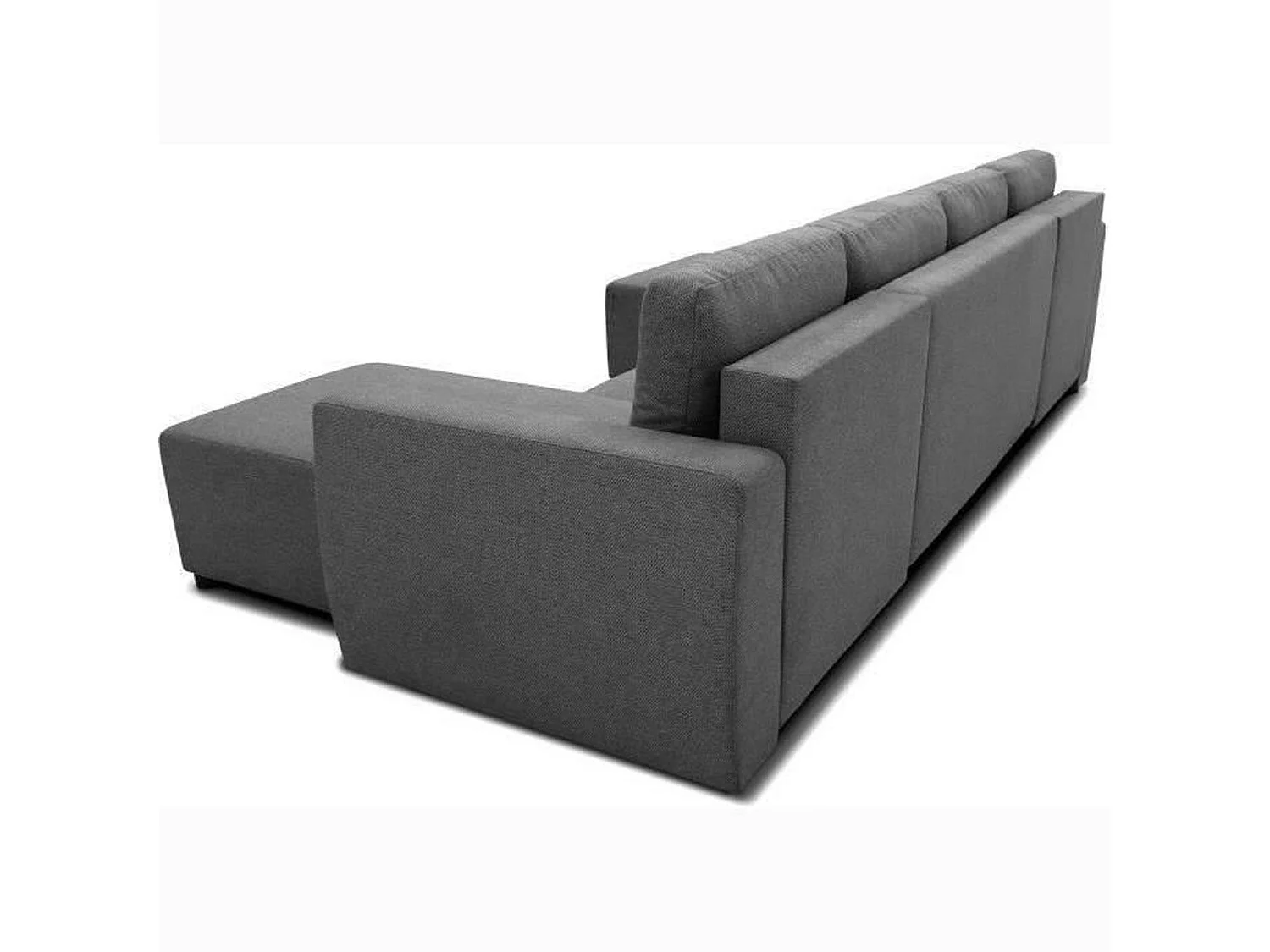 Canapé d'angle convertible panoramique PHAREL5/6 places - Tissu anthracite - Coffre de rangement - 297 x 155 x 85 cm