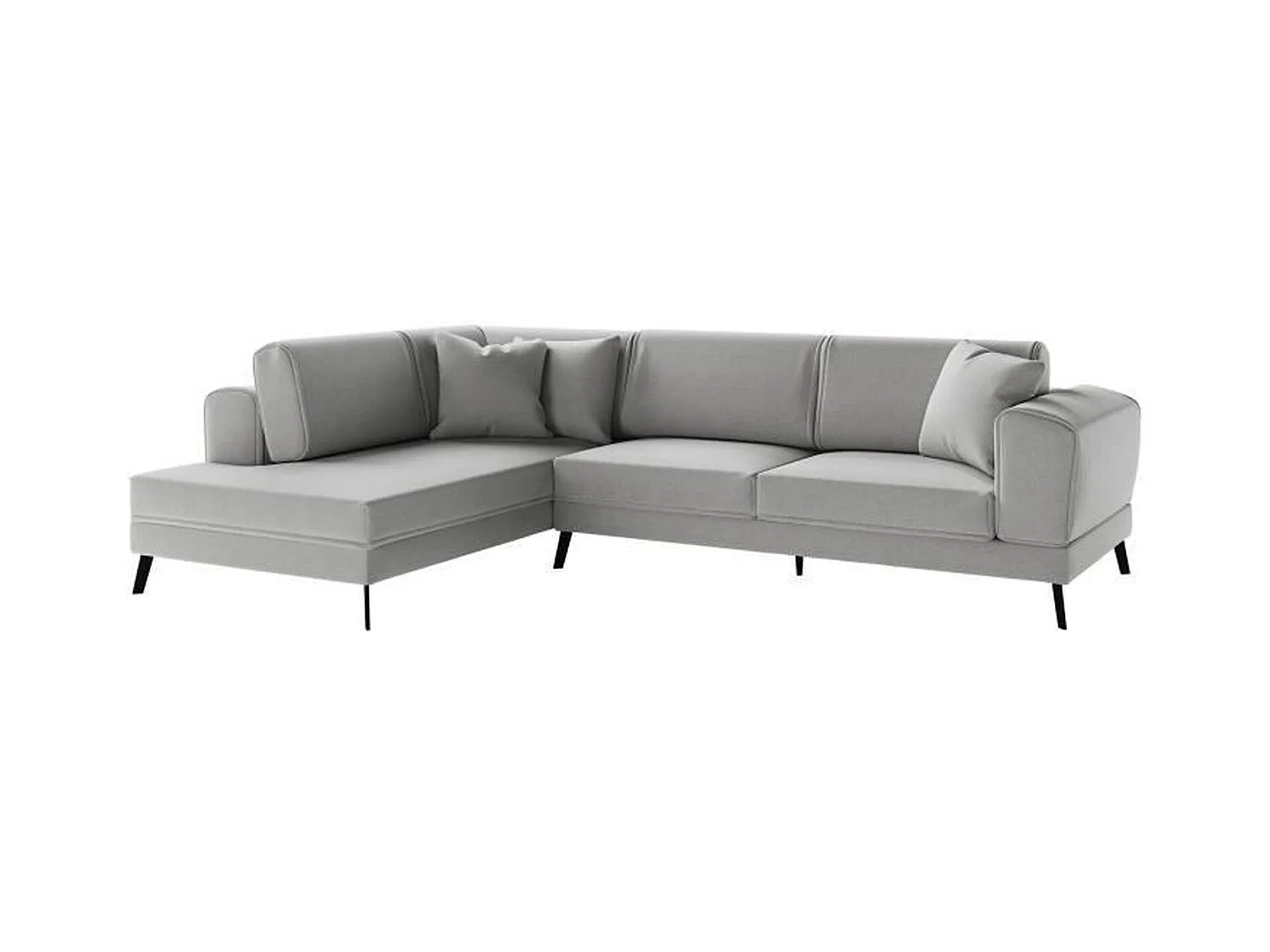 Canapé d'angle gauche convertible IMPERIA 5 places - gris clair - 2 coffres de rangement - 304 x 212 x 86 cm