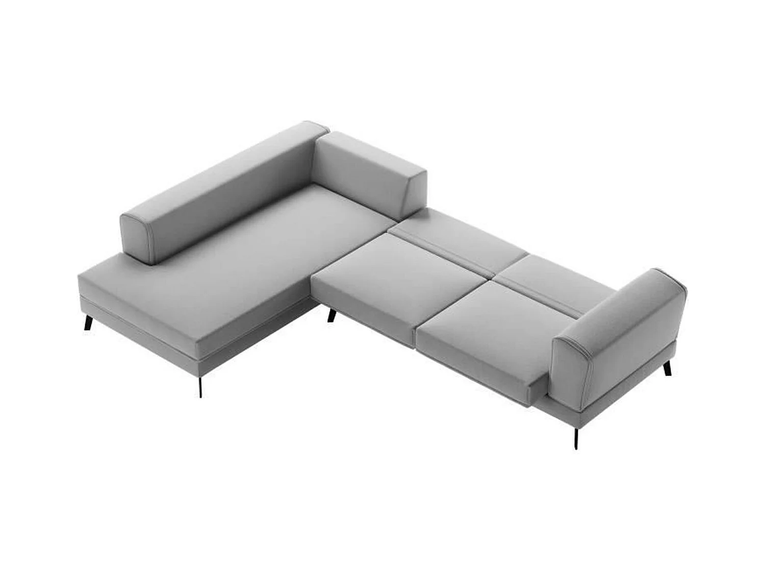 Canapé d'angle gauche convertible IMPERIA 5 places - gris clair - 2 coffres de rangement - 304 x 212 x 86 cm