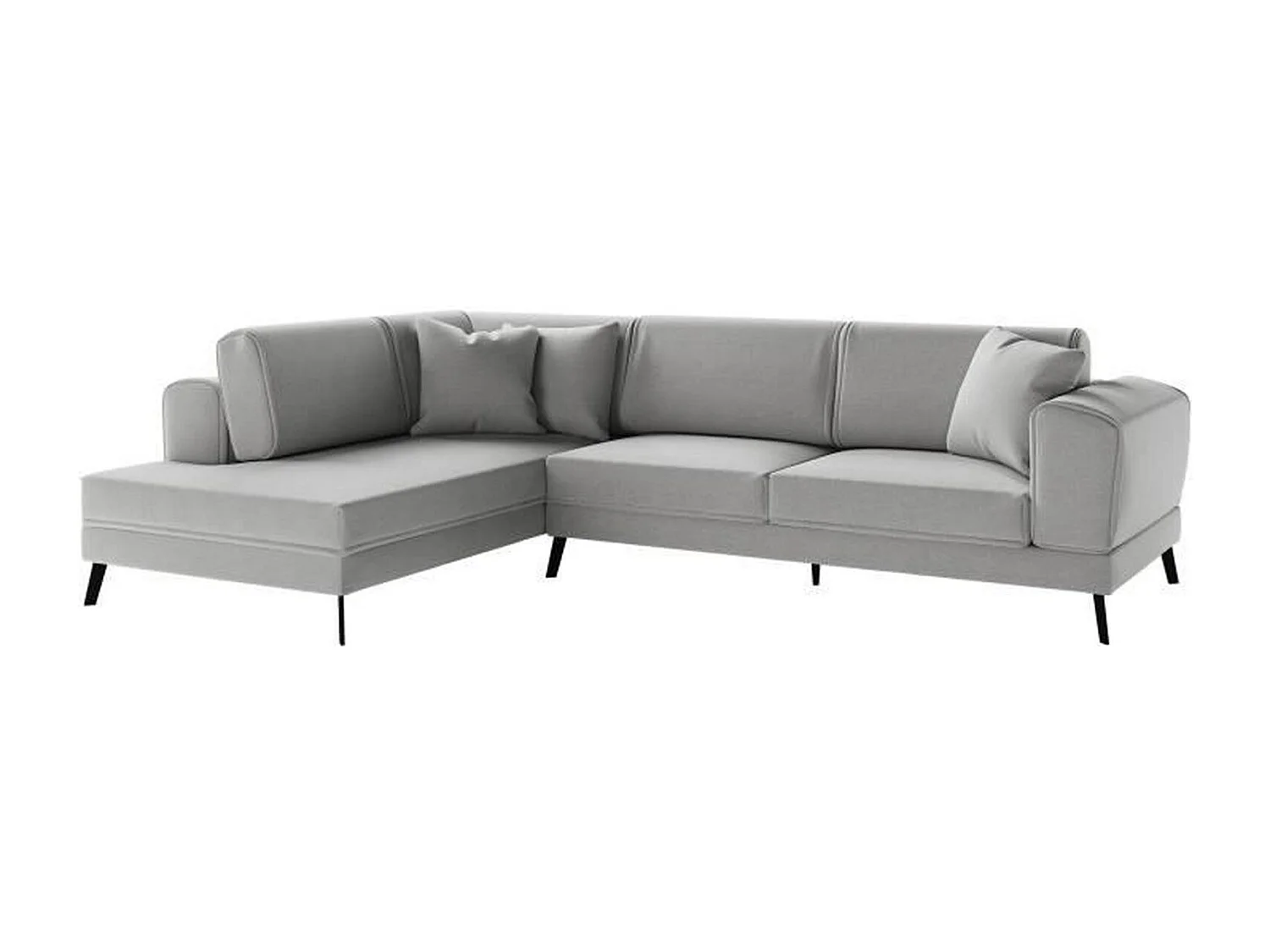 Canapé d'angle gauche convertible IMPERIA 5 places - gris clair - 2 coffres de rangement - 304 x 212 x 86 cm