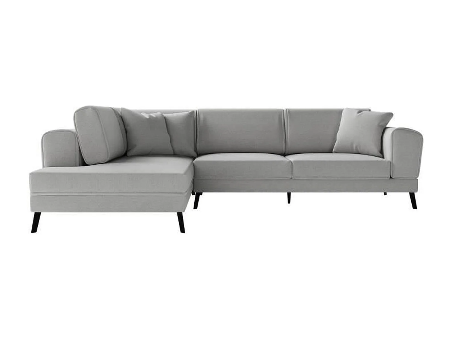 Canapé d'angle gauche convertible IMPERIA 5 places - gris clair - 2 coffres de rangement - 304 x 212 x 86 cm