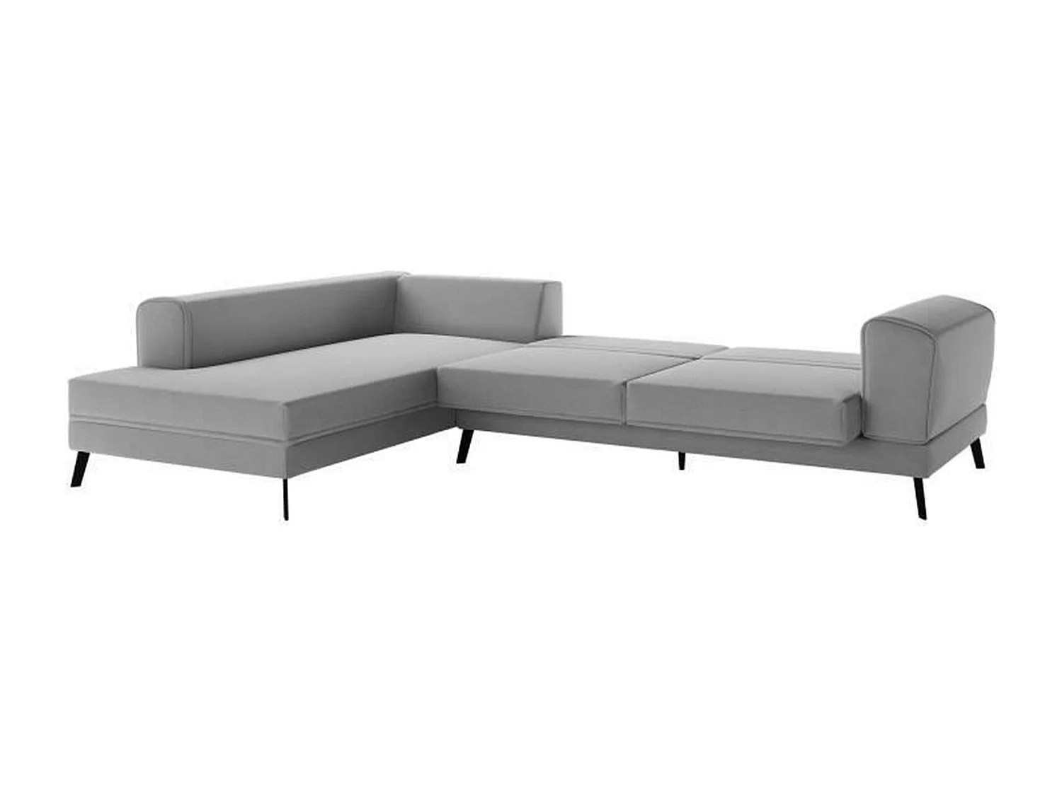 Canapé d'angle gauche convertible IMPERIA 5 places - gris clair - 2 coffres de rangement - 304 x 212 x 86 cm