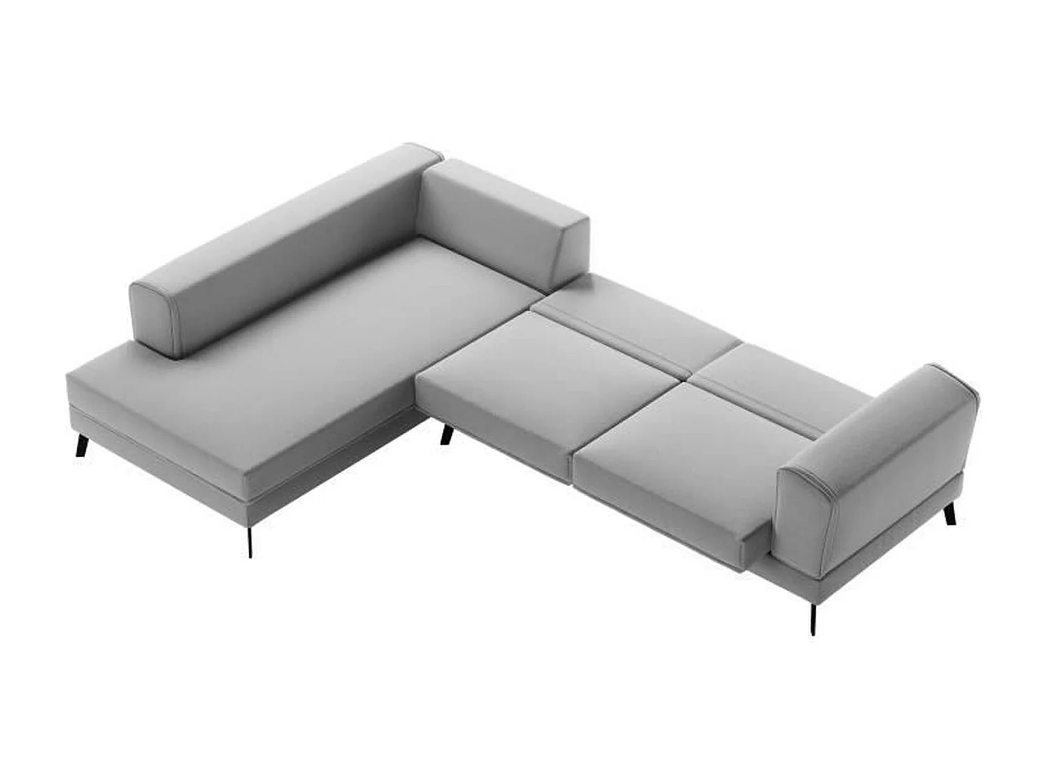 Canapé d'angle gauche convertible IMPERIA 5 places - gris clair - 2 coffres de rangement - 304 x 212 x 86 cm