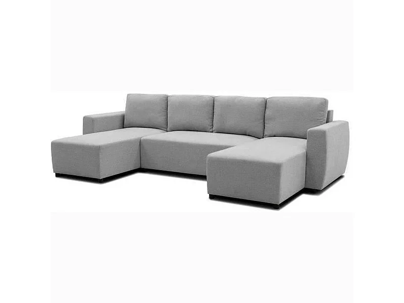 Canapé d'angle convertible panoramique PHAREL5/6 places - souris - Coffre de rangement - 297 x 155 x 85 cm