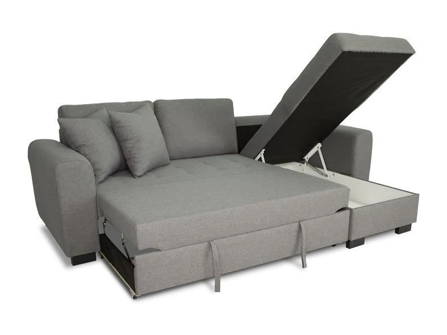 Canapé d'angle convertible réversible 4 places - gris clair - 244 x 151 x 90 -HAMILTON -Fabriqué en Ukraine