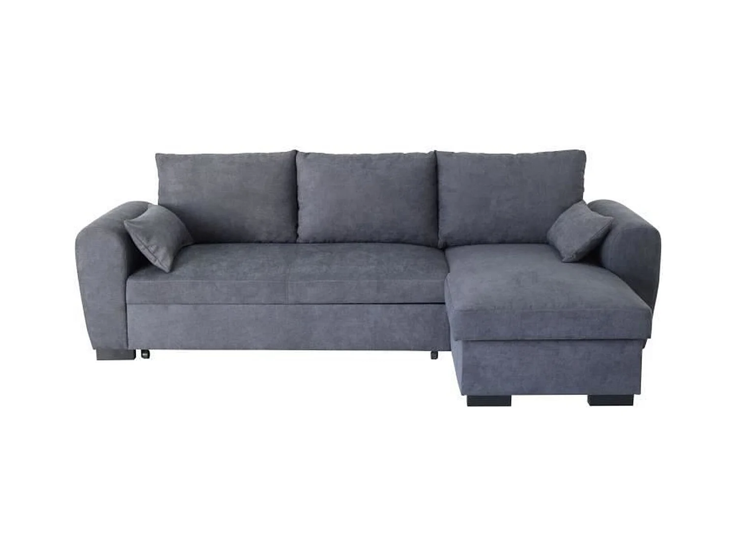 Canapé d'angle convertible réversible MAX - Méridienne avec coffre - Tissu gris foncé - 240 x 143 x 85 cm