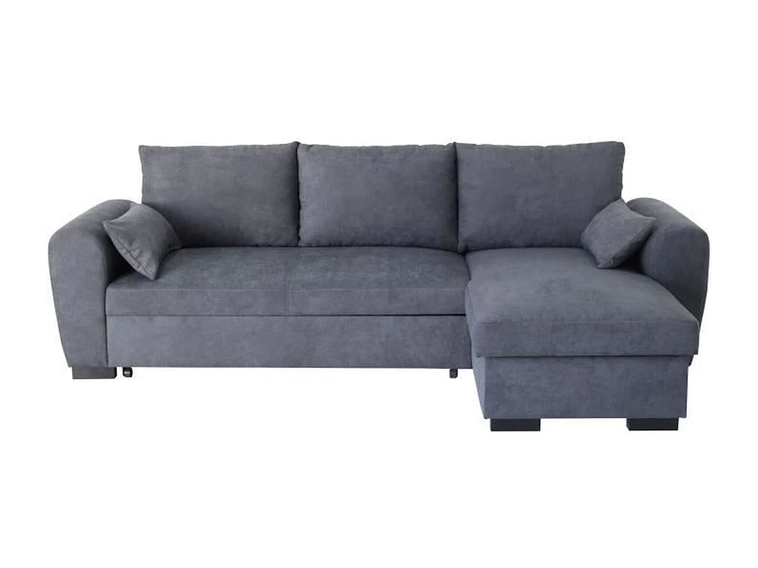 Canapé d'angle convertible réversible MAX - Méridienne avec coffre - Tissu gris foncé - 240 x 143 x 85 cm