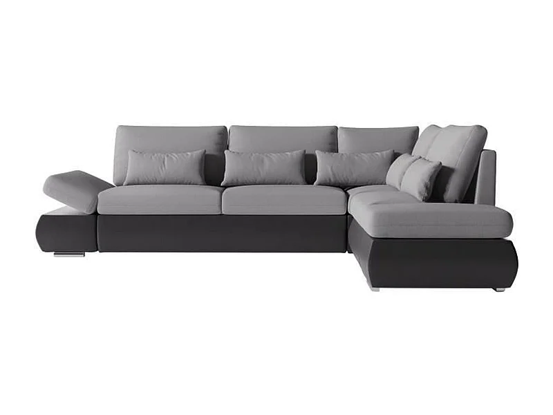 Canapé d'angle réversible convertible SEVARA 4 places - PU et Gris - Coffre de rangement - 267 x 200 x 90 cm