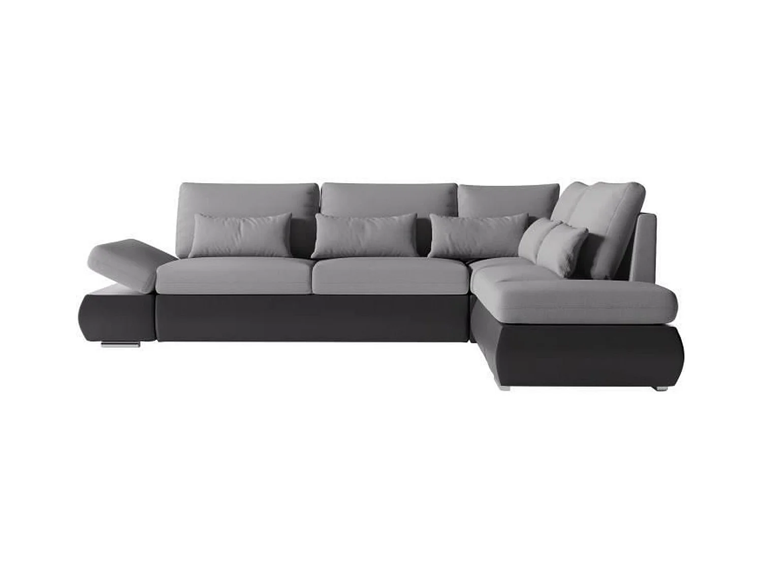Canapé d'angle réversible convertible SEVARA 4 places - PU et Gris - Coffre de rangement - 267 x 200 x 90 cm