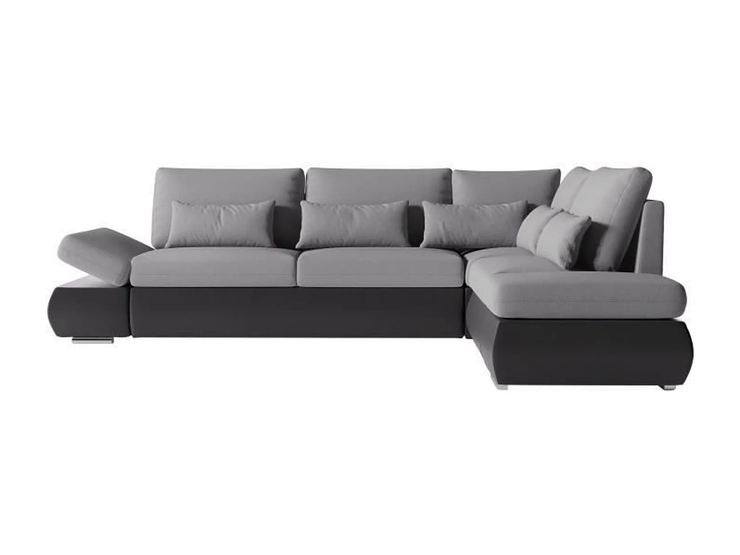 Canapé d'angle réversible convertible SEVARA 4 places - PU et Gris - Coffre de rangement - 267 x 200 x 90 cm