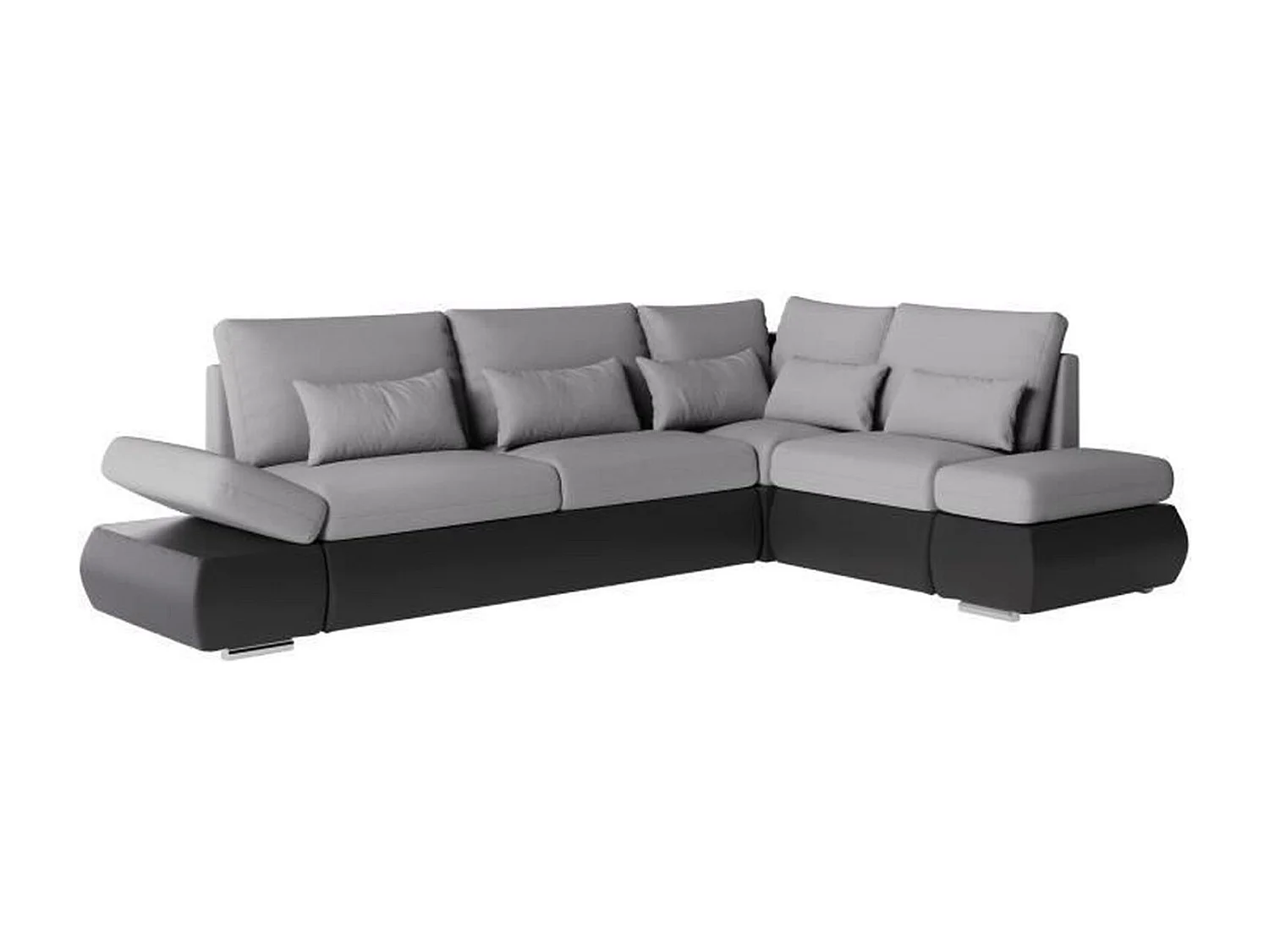 Canapé d'angle réversible convertible SEVARA 4 places - PU et Gris - Coffre de rangement - 267 x 200 x 90 cm