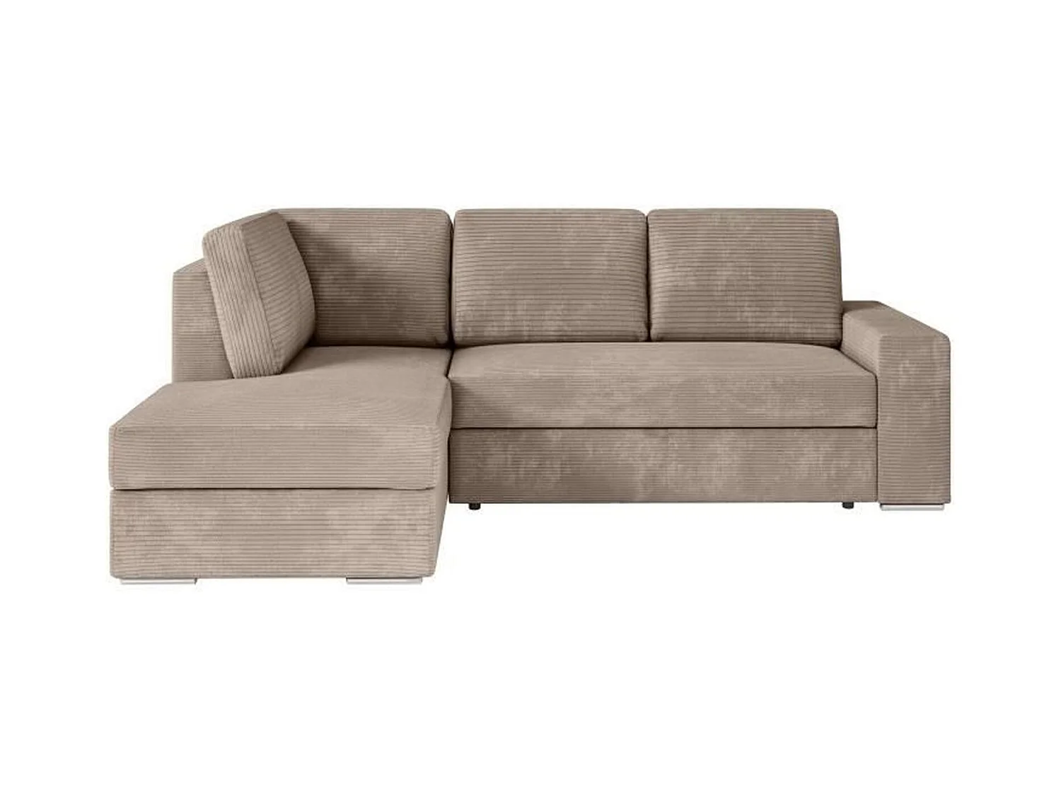 Canapé d'angle gauche convertible ARTEMIS 4 places - Velours côtelé greige - 246 x 174 x 96 cm
